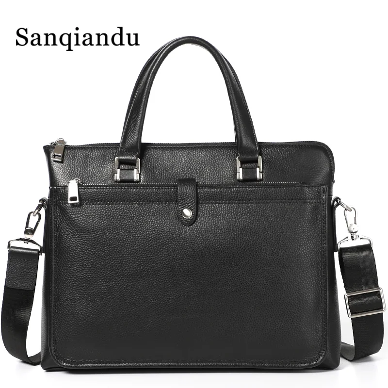 Sanqiandu, новинка, модный мужской портфель, натуральная кожа, мужские сумки, деловые мужские сумки для ноутбука, роскошный бренд, мужской портфель, s сумки