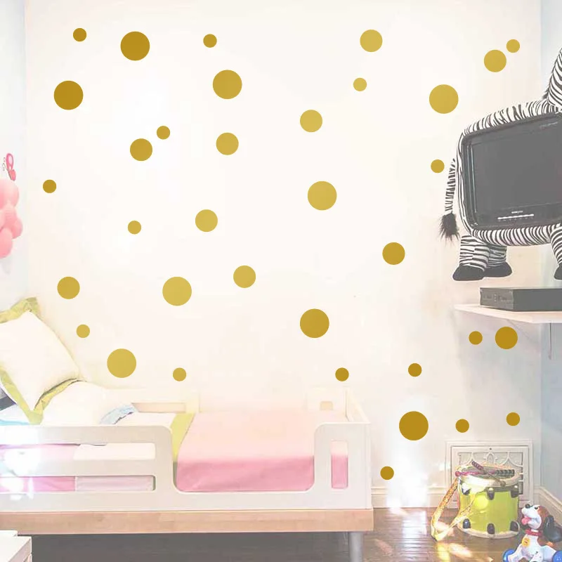 Gold Polka Dots Kids Room Baby Room Wall Stickers Children Home Decor Nursery 
