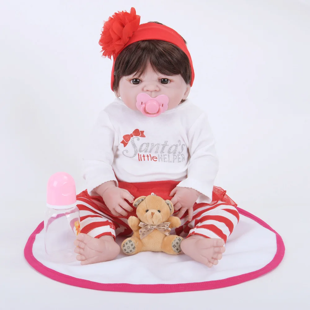 

Full Silicone Vinyl Reborn Baby Doll Realistic Girl Babies Dolls 22 Inch 55cm Lifelike Princess Kids Toy Children Birthday Gift