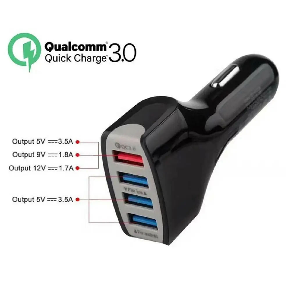 

Quick Charge QC 3.0 Car Charger 4 Ports USB For Xiaomi mi 9 Huawei P30 Pro Samsung S8 S9 S10 iPhone Tablet Phone Fast Charge r25