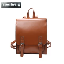 2017 Fanous Marca Mochila Mujeres Inglaterra Estilo Doble Puckle Betl Pu Mujeres Mochila Vintage Femeninos Bolsas Escolares Para Adolescentes