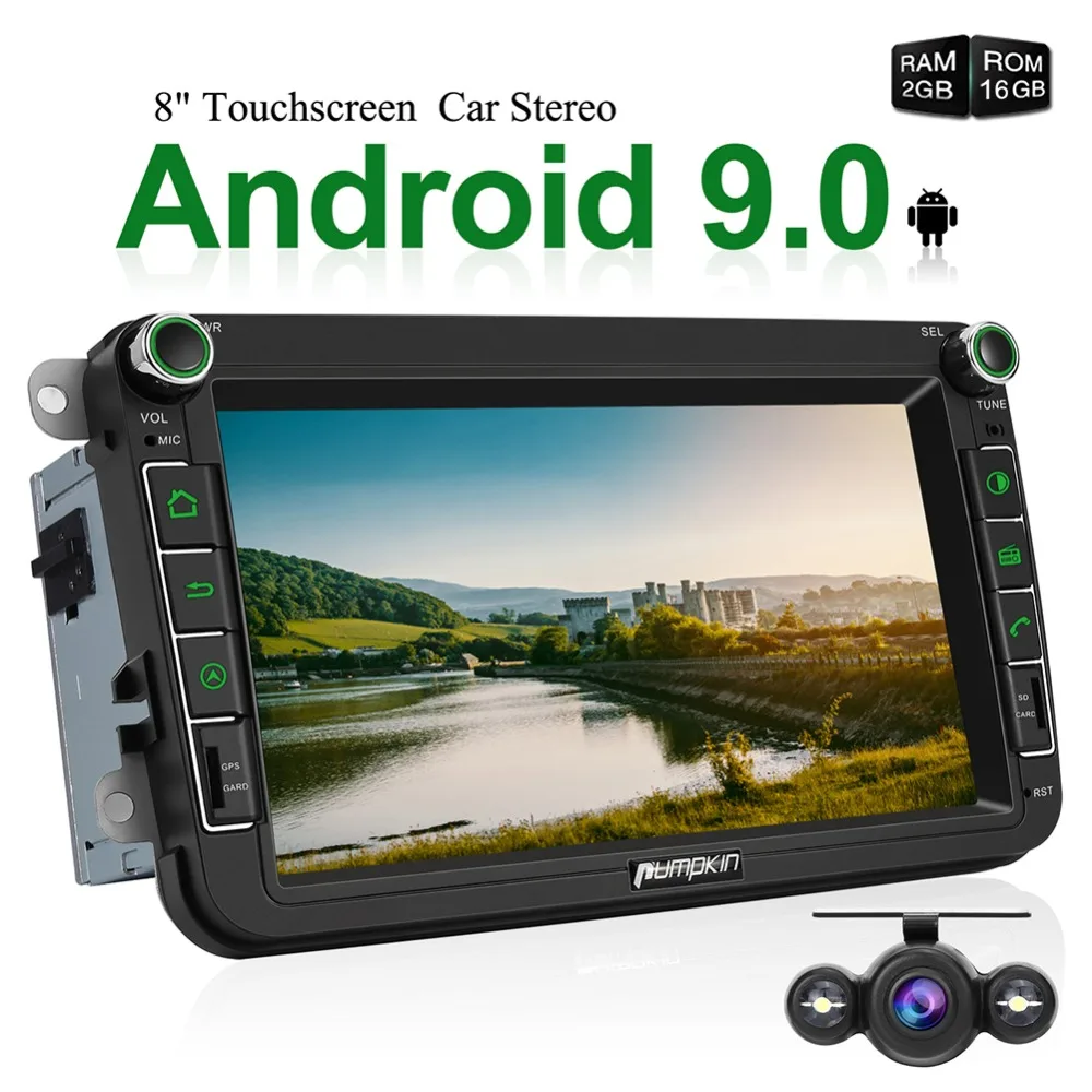 

Pumpkin2 Din 8''Android 9.0 GPS 2GB RAM Car Stereo Audio NO DVD Player For Volkswagen/Skoda/Golf/Polo Wifi DAB+FM Radio Headunit