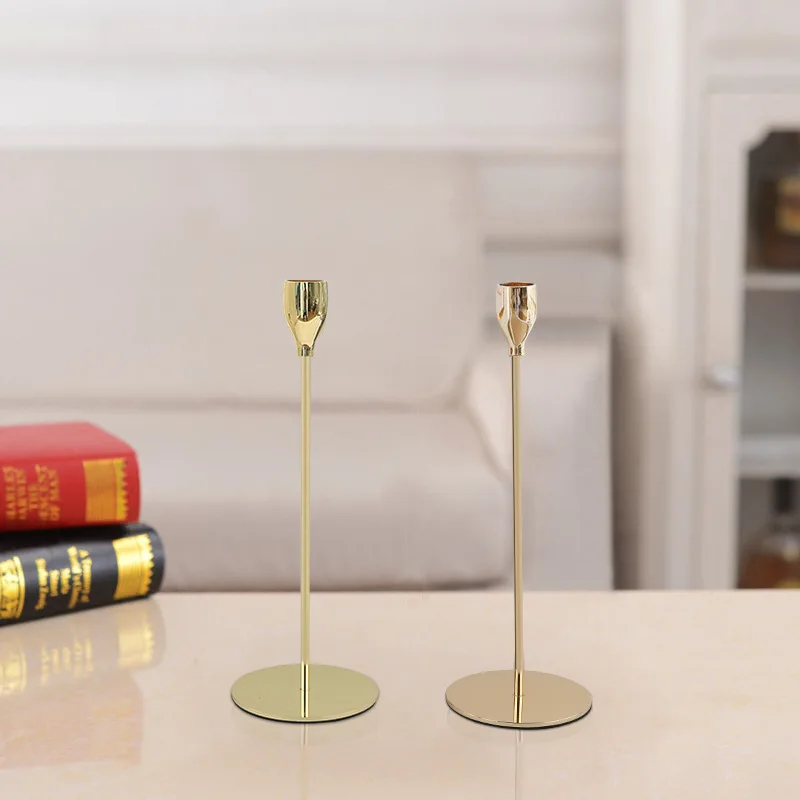 Creative European-style plated aluminum candlestick Simple romantic props candlelight dinner Wedding table decoration