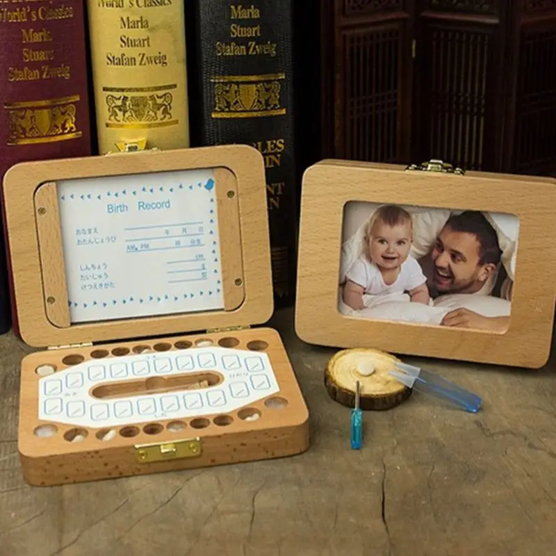 Зуб дом Дети Девочки Мальчики молочные зубы коробка деревянная рамка новорожденный плода хранения волос памятные сохранить коробки