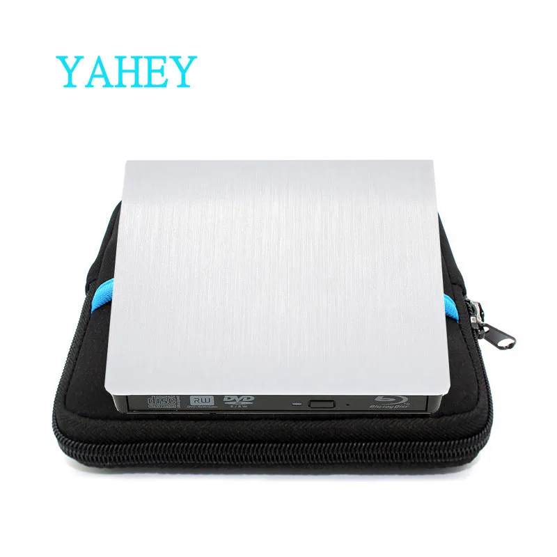 

USB 3.0 Blu-ray BD-ROM Drive Player External CD/DVD RW Burner Writer Recorder Portable for Laptop imacbook+Drive case pouch bag
