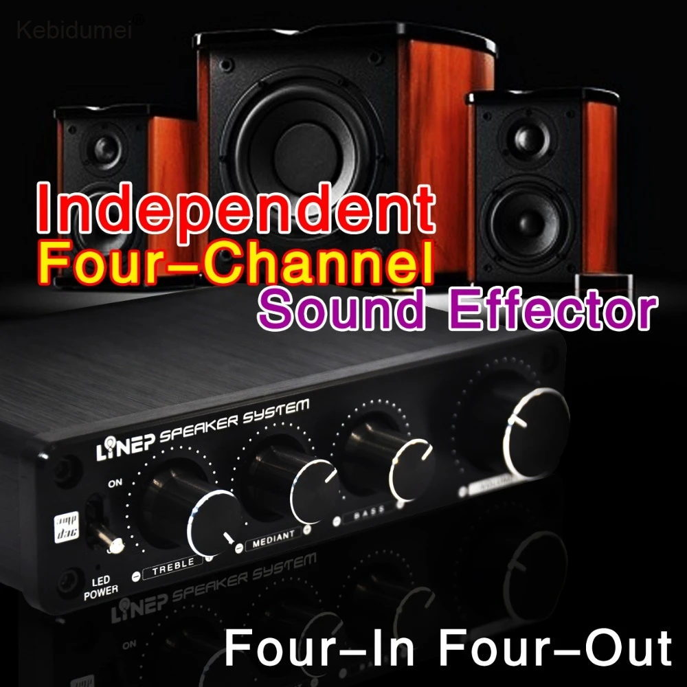 

kebidumei Preamplifier Speaker System Mini Audio Power Amplifier A927 4 In 4 Out Independent 4 Channel Sound Effector Car Hifi