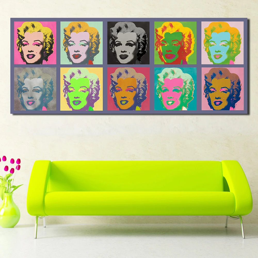 JQHYART Современная картина маслом Warhol Pop Canvas Art Ten Marilyn Monroe настенные картины для