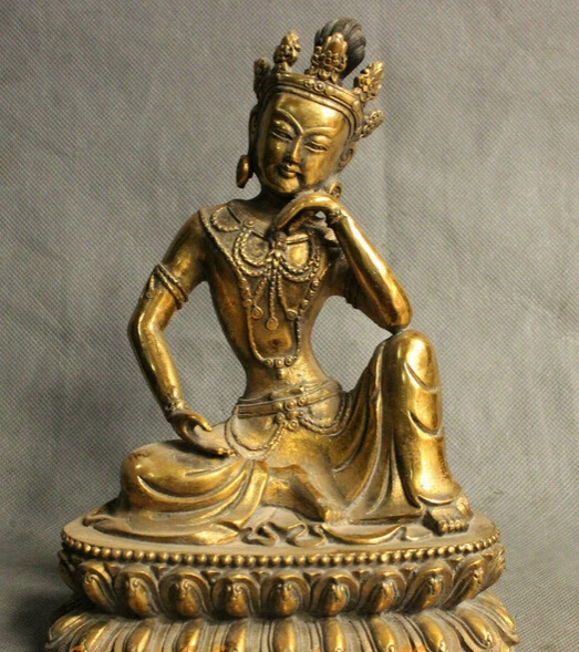

bi002839 8 Tibet Collect Buddhism Bronze Gilt GuanYin Bodhisattva Tara Goddess Statue