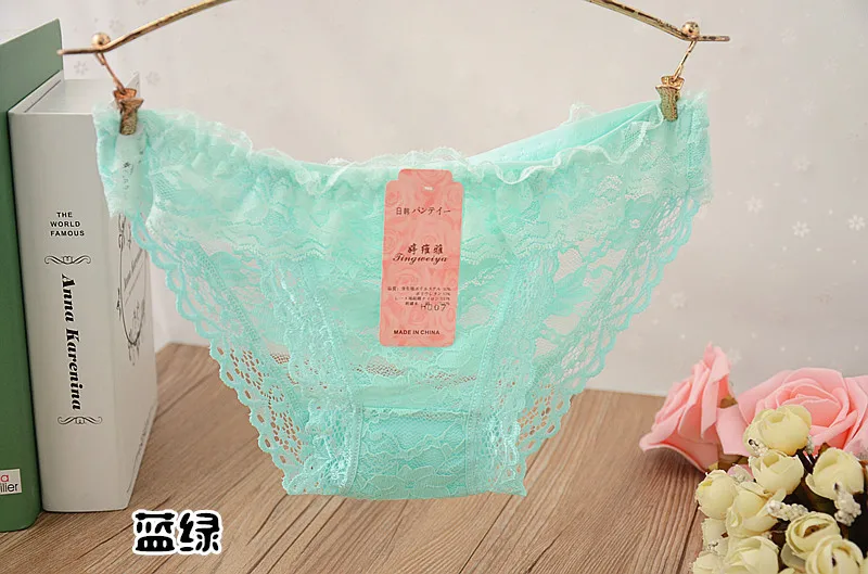 New fashion cotton girl shorts briefs lace Hollow ms underwear pertty falbala split bud silk low waist woman panties girls free
