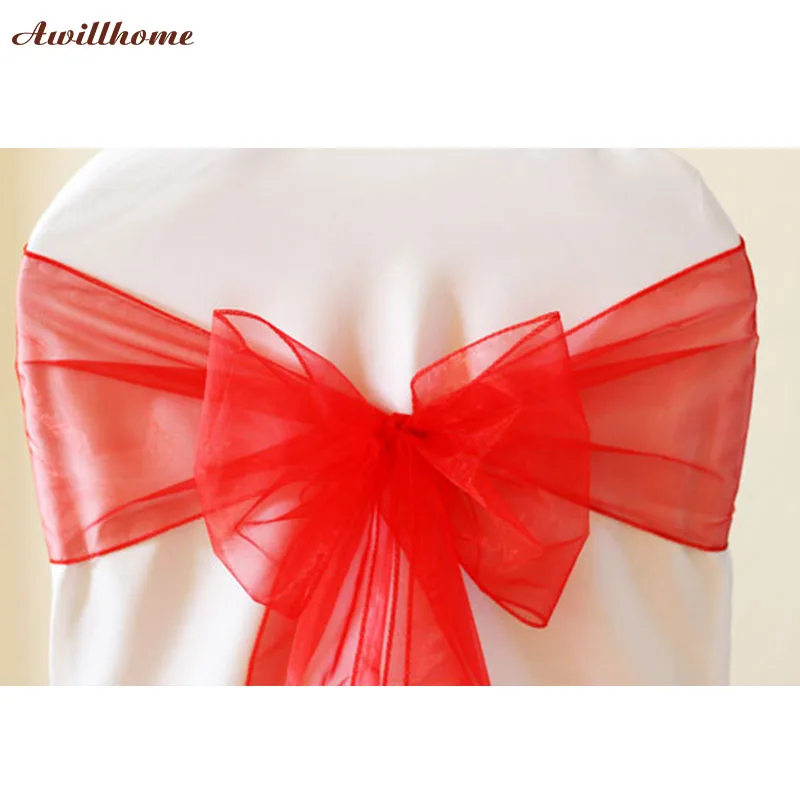 Awillhome 190pcs Organza Chair Sashes Wedding Chair Sashes ...