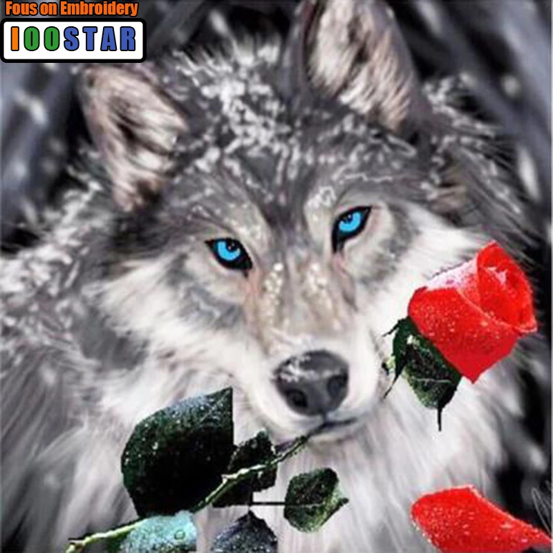 

Diamond Embroidery Sale Animal Diamond Painting Wolf Pictures of Rhinestones Cross Stitch Mosaic Square Wall Sticker Rose