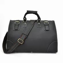 Мужская винтажная дорожная сумка Crazy Horse из натуральной кожи, черная Дорожная сумка из натуральной кожи, 18 дюймов, сумка-мессенджер из коровьей кожи, большая сумка для выходных