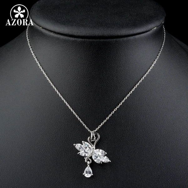 Азора два Лебеди в любви от Clear Cubic Zirconia кулон Цепочки и ожерелья TN0127|swan harmonica|swan