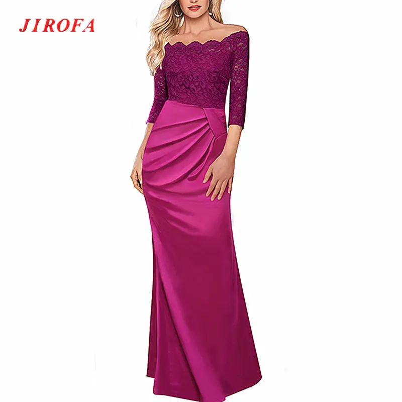 

2017 Long Dress Women Summer Elegant Big Size Vintage Lace Dresses Bodycon Evening Party Femme Wedding Robe Vestidos Slash Neck