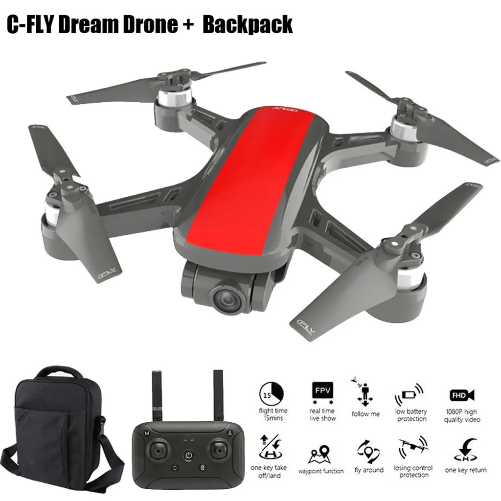 RE Airplanes C Fly DREAM GPS WIFI FPV с 2 осевым шарниром 1080P камера оптический поток + рюкзак