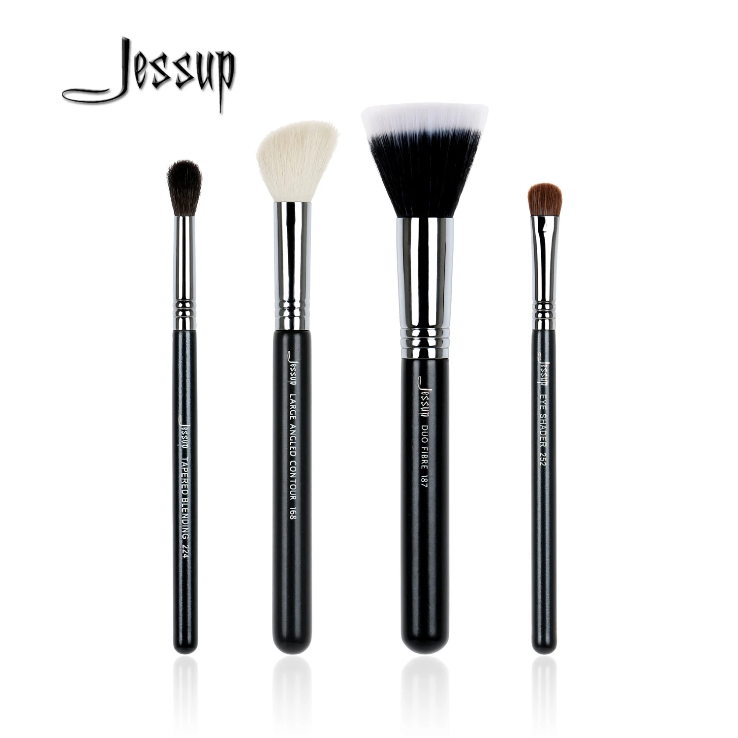

Jessup 4pcs High Quality Pro Makeup Brushes Set Foundation Beauty Tools Fibre Contour Eye shadow Powder Make up Brush
