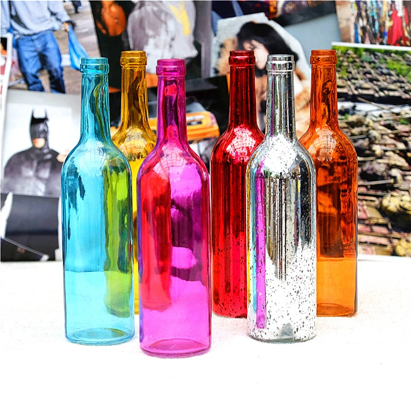 colorful wine bottle and string light K