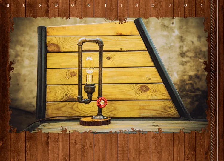 Vintage Industrial Retro water pipe Style Table Desk Lamp light 23
