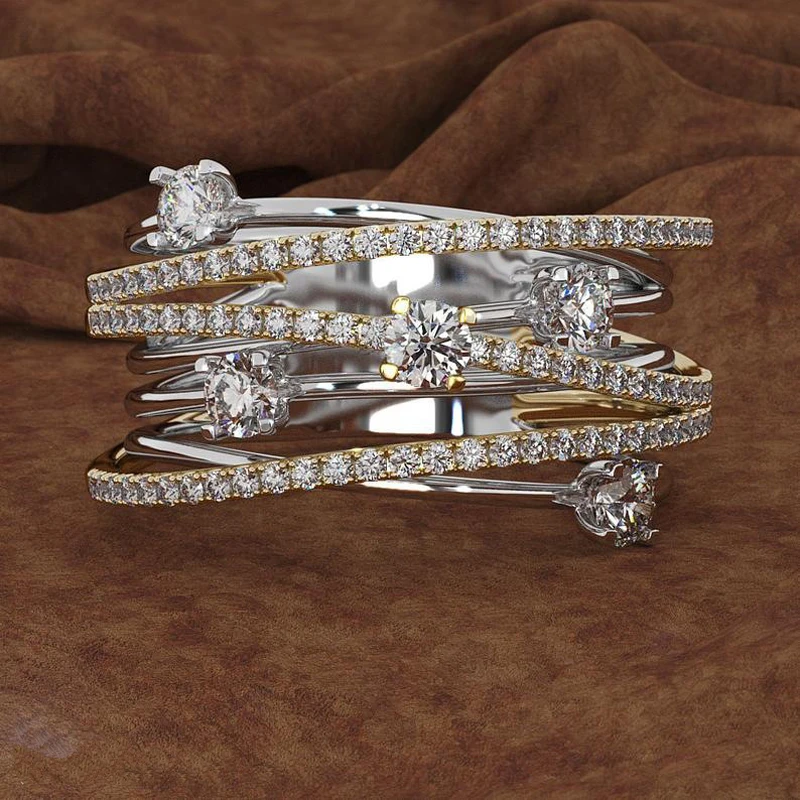 Двойное яркое роскошное стильное выдалбливающее кольцо с крестом из кубического циркония розового, желтого, белого, золотого цвета для женщин, модное ювелирное изделие KBR481