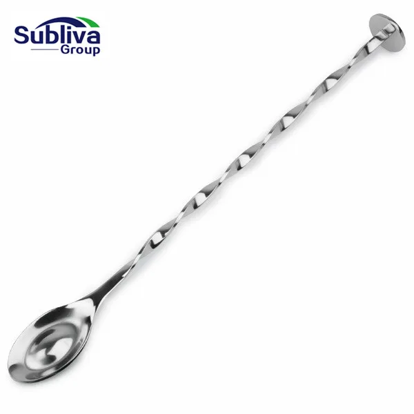 

268mm Stainless Steel Cocktail Mixing Convex Twisted Spoon Spiral Pattern Bar Cocktail Spoon