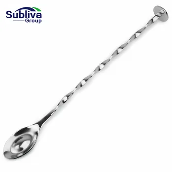 

268mm Stainless Steel Cocktail Mixing Convex Twisted Spoon Spiral Pattern Bar Cocktail Spoon