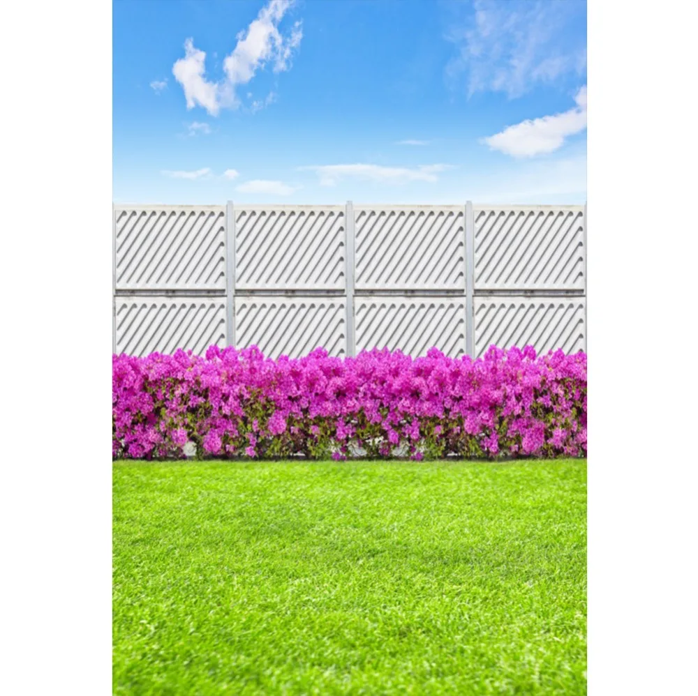 

Laeacco Spring Backdrops Green Grass Lawn Blossom Flowers Screen Blue Sky Cloudy Scenic Photo Backgrounds Photocall Photo Studio
