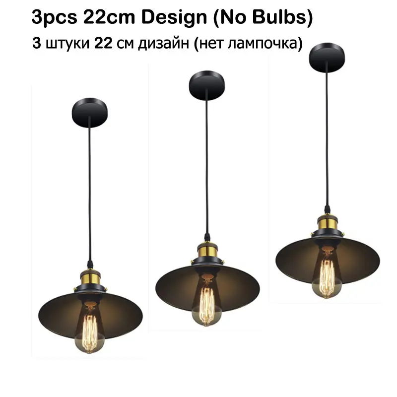 Modern Lustre LED Chandelier Lighting Black Metal Ceiling Chandeliers Vintage Light Dining Bedroom Hanglamp Suspension Luminaire - Цвет абажура: 3pcs 22cm Pendants