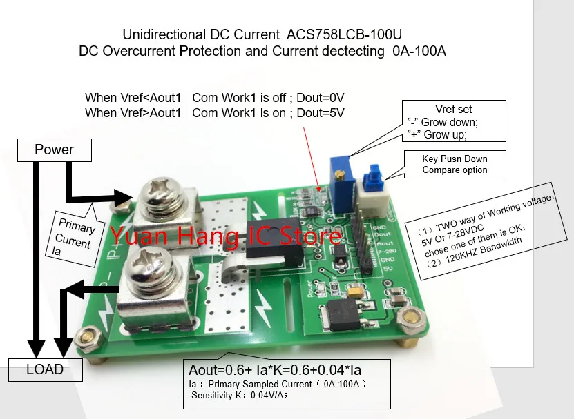 

Unidirectional ACS758LCB-100U ACS758LCB-100 ACS758LCB ACS758 DC module over current protection function Rang:-50a-50a