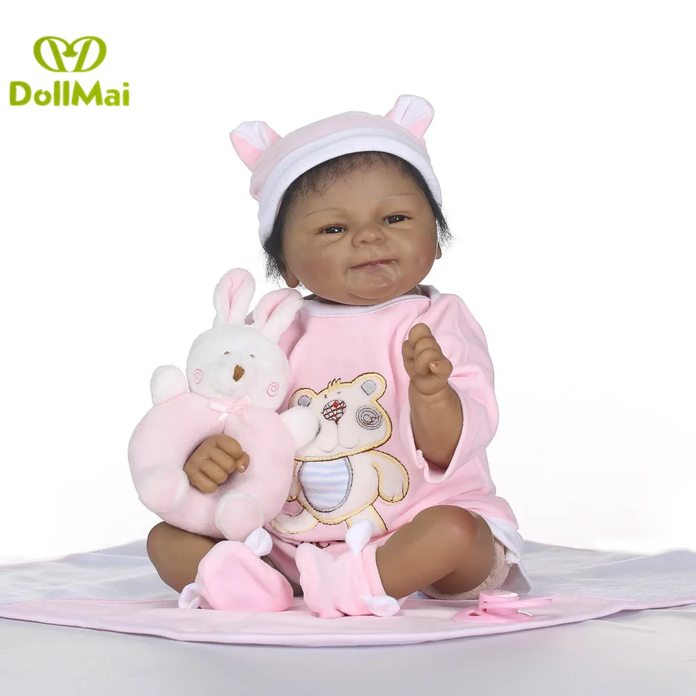 

Black doll reborn 40cm realistic silicone reborn bayb girl dolls real newborn baby alive dolls toys for child bebe gift reborn