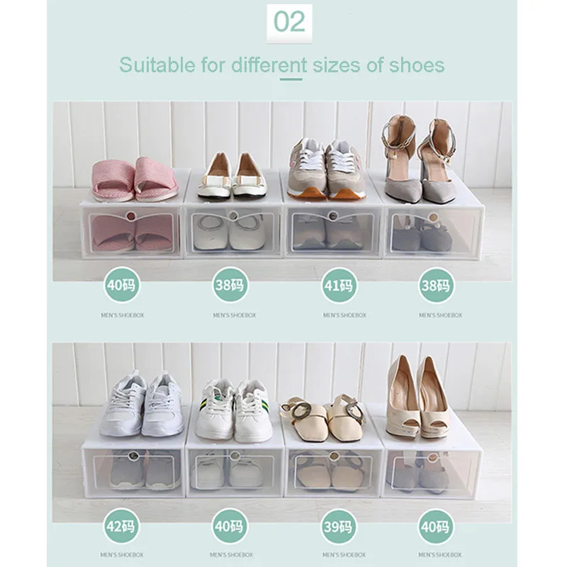 Hot Shoe Organizer Drawer Transparent Plastic Shoe Storage Box Rectangle PP Thickened Shoes Organizer Drawer Shoe Boxes HR