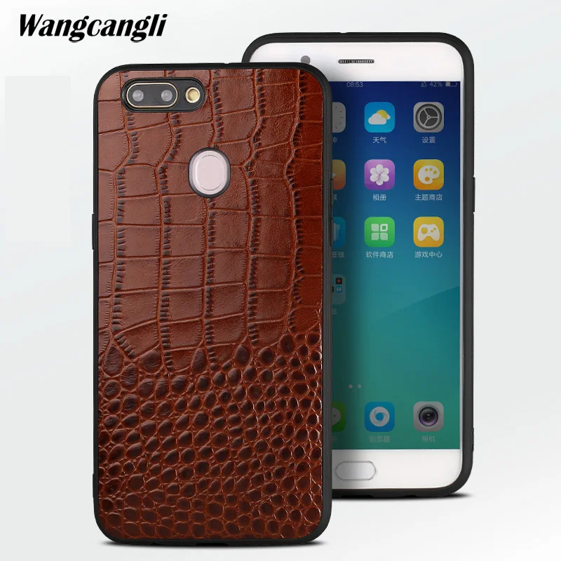 

High-end leather business custom crocodile top and bottom mobile phone full case for oppo r15 case exclusive custom phone case