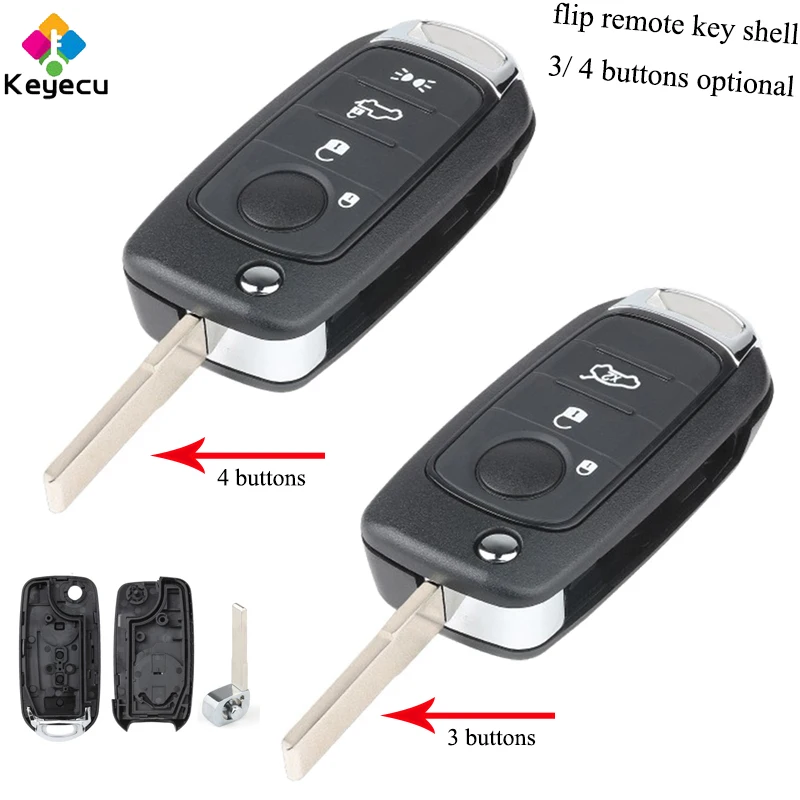 

KEYECU Replacement Folding Flip Remote Control Car Key Shell Case With 3/ 4 Buttons - FOB for Fiat 500 500X Toro Nuovo Grazie