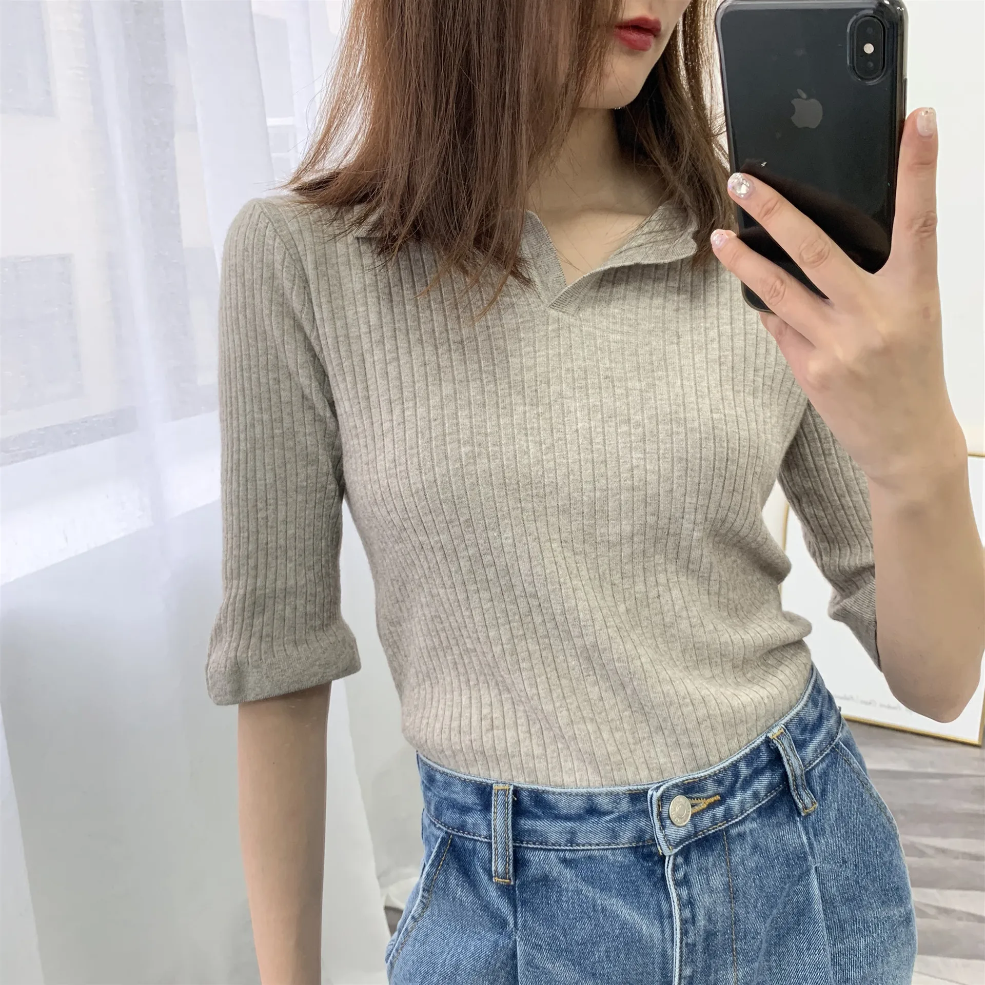 2019 New Fashion Women T Shirt Solid Half sleeve Slim Knitted Top Women spring summer Casual Female T-shirt High Quality 2019 New Fashion Women T Shirt Solid Half sleeve Slim Knitted Top Women spring summer Casual Female T-shirt High Quality