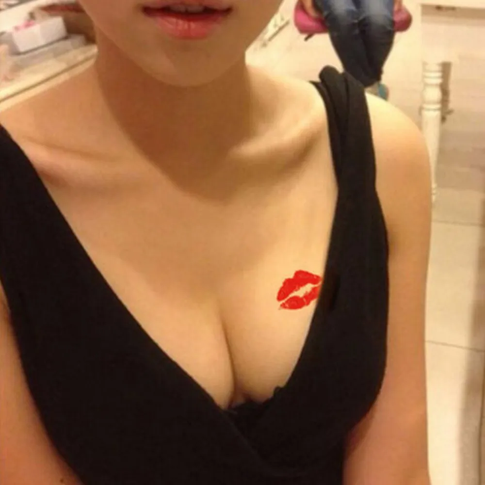 Лидер продаж 2 шт. черный, красный съемный Водонепроницаемый татуировки Стикеры сексуальные губы татуировки Временные Средства ухода за