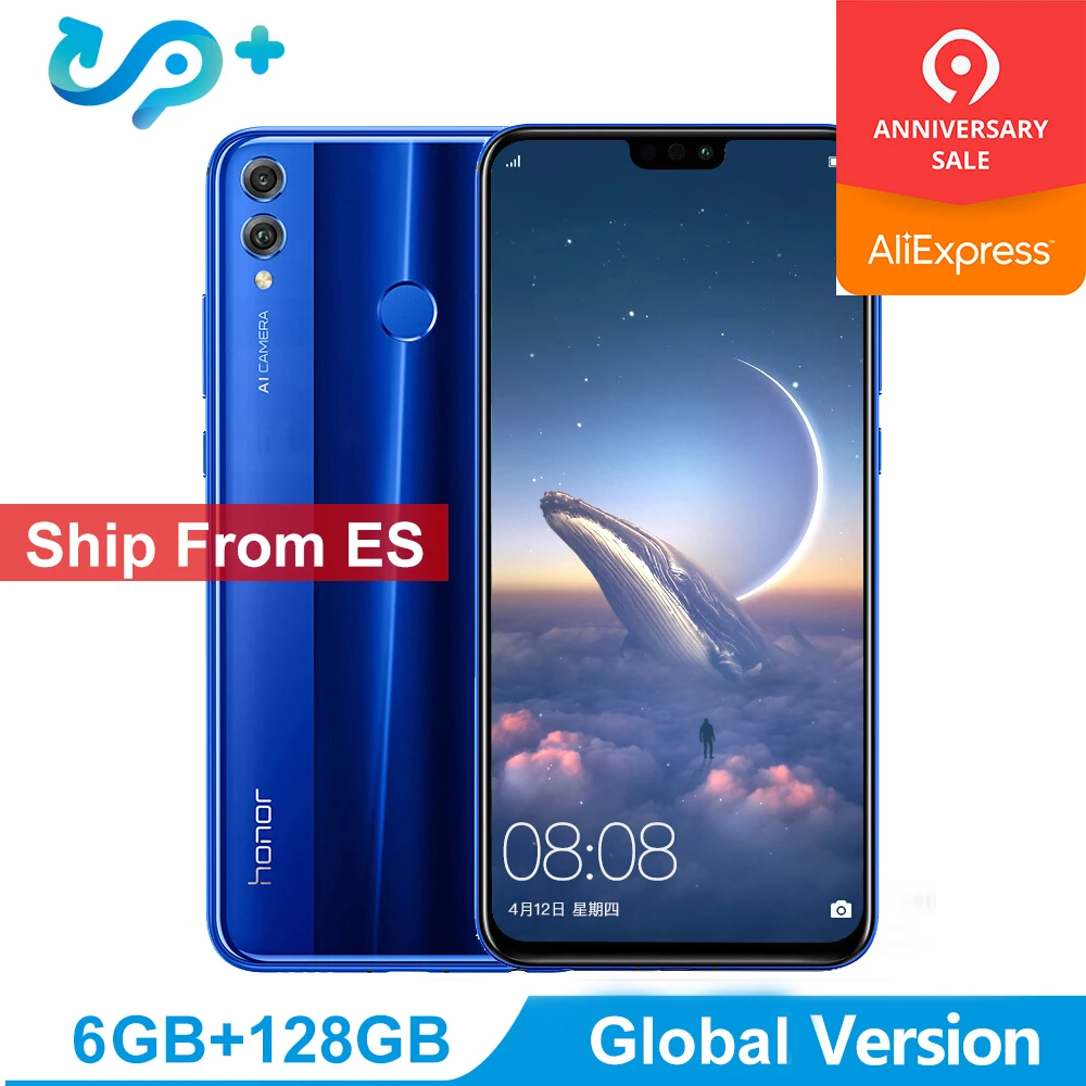 

Ship from ES Huawei Honor 8X LTE Mobile Phone Global Version 3 Days Arrived 6.5" FHD Kirin 710 Dual Back 20MP Camera 3750mah