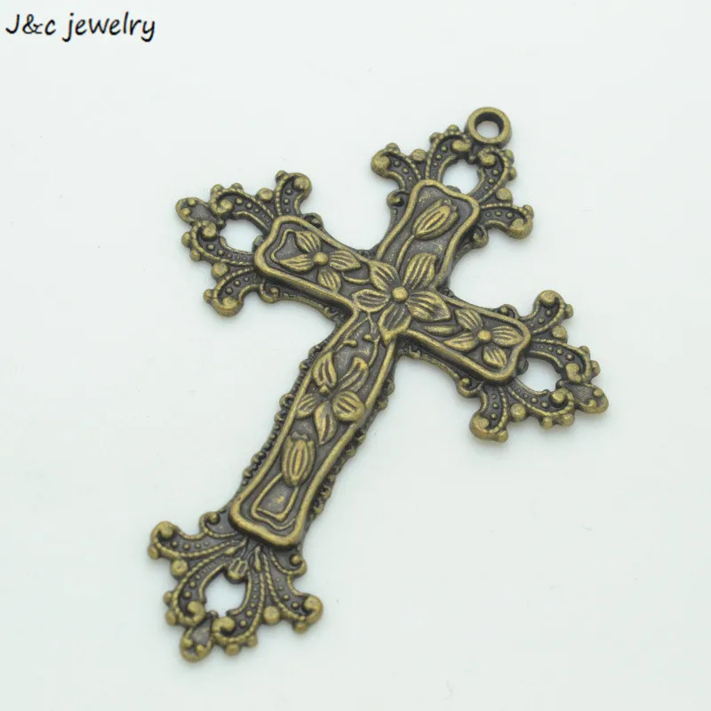 Wholesale 10pcs vintage bronze metal crosses charms pendants for diy bracelets & necklace ...