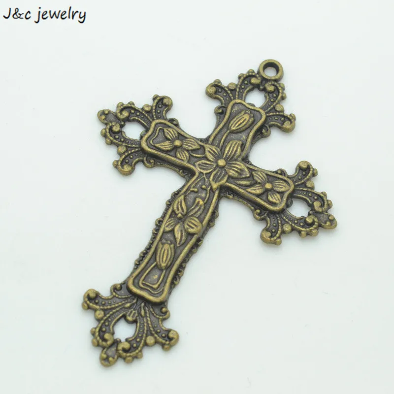 Wholesale 10pcs vintage bronze metal crosses charms pendants for diy