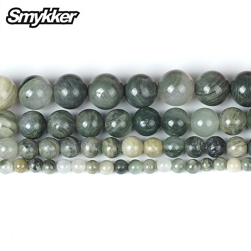 

Natural Stone Beads Green Jade Stripe Bead Crystal Quartz Genuine African Jasper Gemstone Canada Jade for Prayer Rosary Making