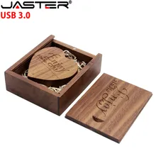 JASTER USB 3,0 Пользовательский логотип деревянное сердце+ коробка карта памяти, Флеш накопитель 4 ГБ 16 ГБ 32 ГБ 64 ГБ логотип индивидуальный свадебный подарок высокая скорость