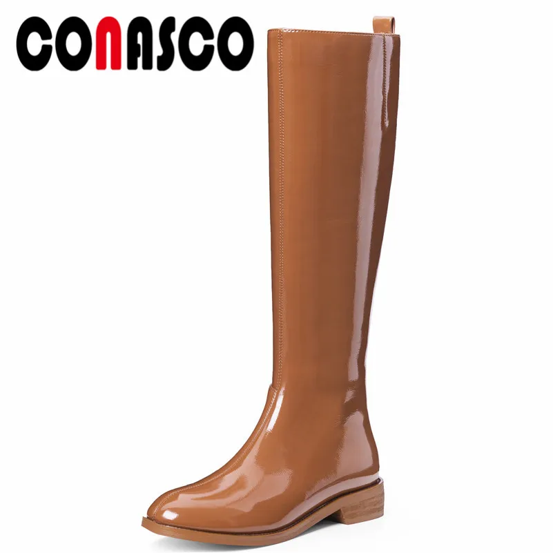 

CONASCO Sexy Knee High Boots For Women High Heels Long Warm Autumn Winter Shoes Woman Zipper Brand Motorcycle Boots Shoes