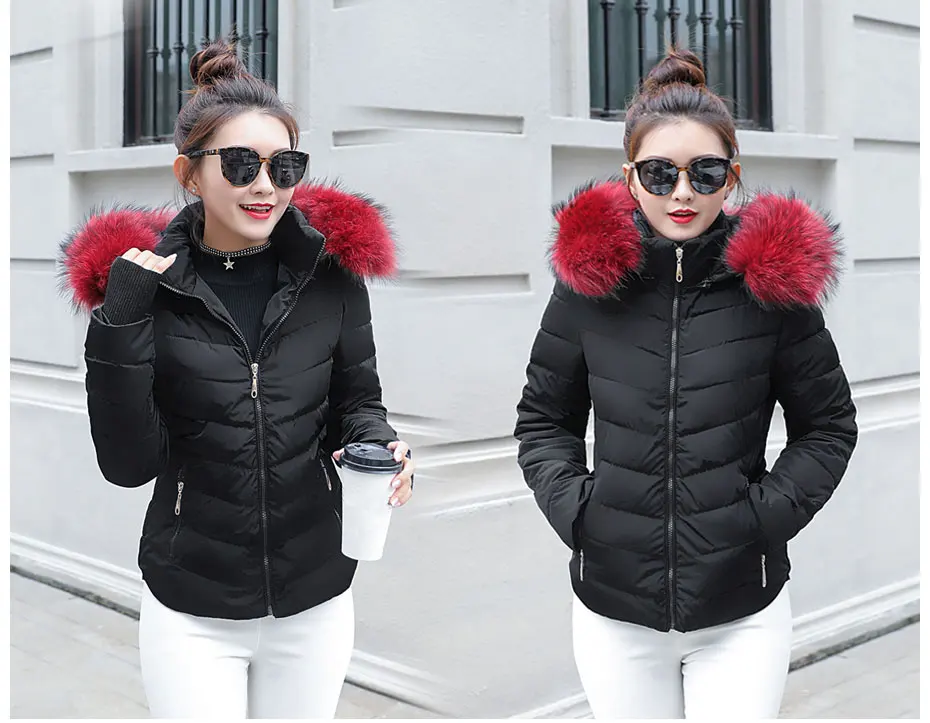 warmest winter coats for women Female Warm Winter Jacket 2020 Fashion Women Hooded Fur collar Down Cotton Coat Solid color Slim Large size Female Coat Leather Jackets