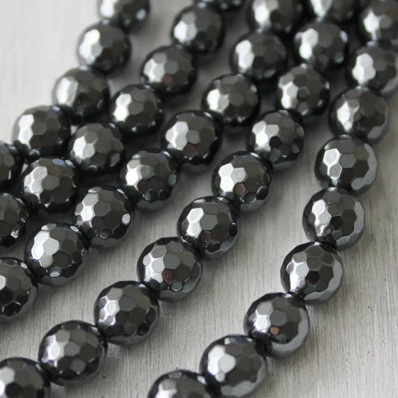 faceted Hematite NON-MAGNETIC Loose Round Bead s