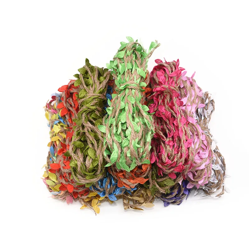 

5m Simulation Leaves Weaving Hemp Rope Wedding Birthday Decoration Flowers Rattan DIY Hanging Garlands Fake Flower Wreath Vine