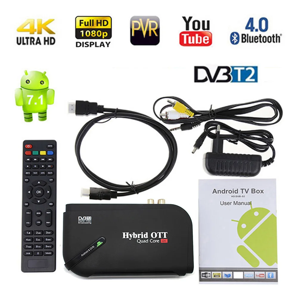 

Android 7.1 TV Box DVB T2&Android Two-IN-One Amlogic S905D 1GB+8GB Smart TV Box DVBT2 OTT Set Top Box 4K Display Media Player