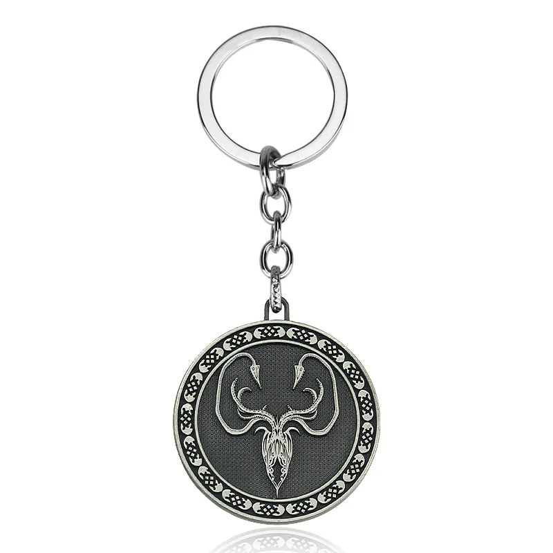 Игра престолов House Stark Baratheon Lannister Targaryen Arryn Tully Martell Tyrell Greyjoy брелок для ключей со значком - Цвет: Silver512