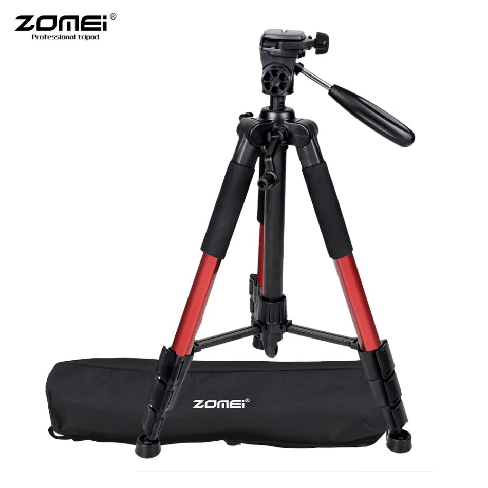 ZOMEI легкий портативный алюминиевый сплав камера дорожный штатив с быстроразъемной пластиной/сумка для переноски для Canon Nikon sony DSLR - Цвет: Красный