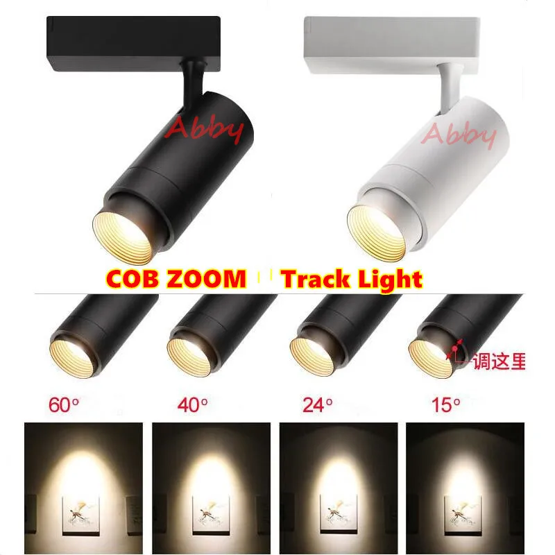 Высококачественный светодиодный рельсовый прожектор 15 Вт/25 Вт/35 Вт CREE COB ZOOM Track лампы для коммерческого и жилого освещения 10 шт./лот