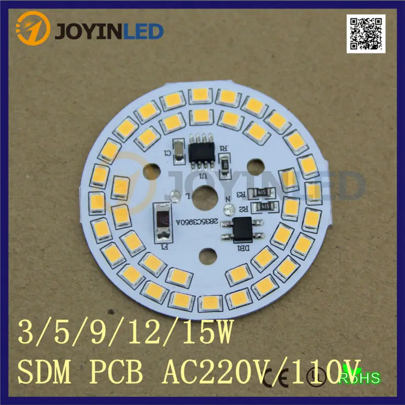 Бесплатная Доставка 100 шт. 220 В 9 Вт затемнения интегрированный драйвер 2835 LED PCB для светодиодные лампы Spotlight сборка потолочные светильники