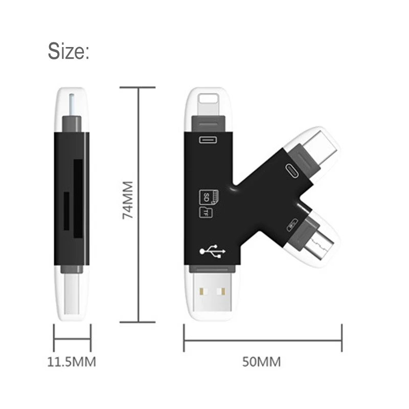 USB TF SD adapter Card Reader For Lightning Android Type C OTG Smart Memory Card Adapter 3