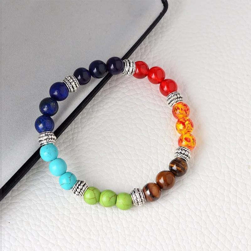 QIHE JEWELRY Multicolor 7 Chakra Healing Balance Beads Bracelet Yoga Life Energy Natural Stone Bracelet Women Men Casual Jewelry 19